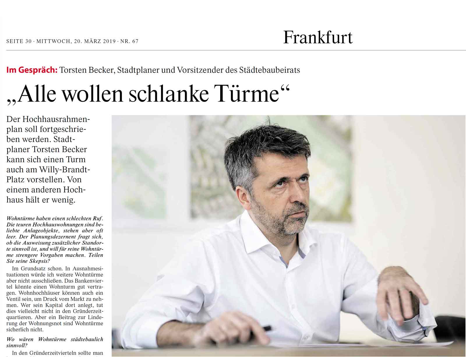 Gespräch mit Torsten Becker in der FAZ Rhein-Main-Zeitung